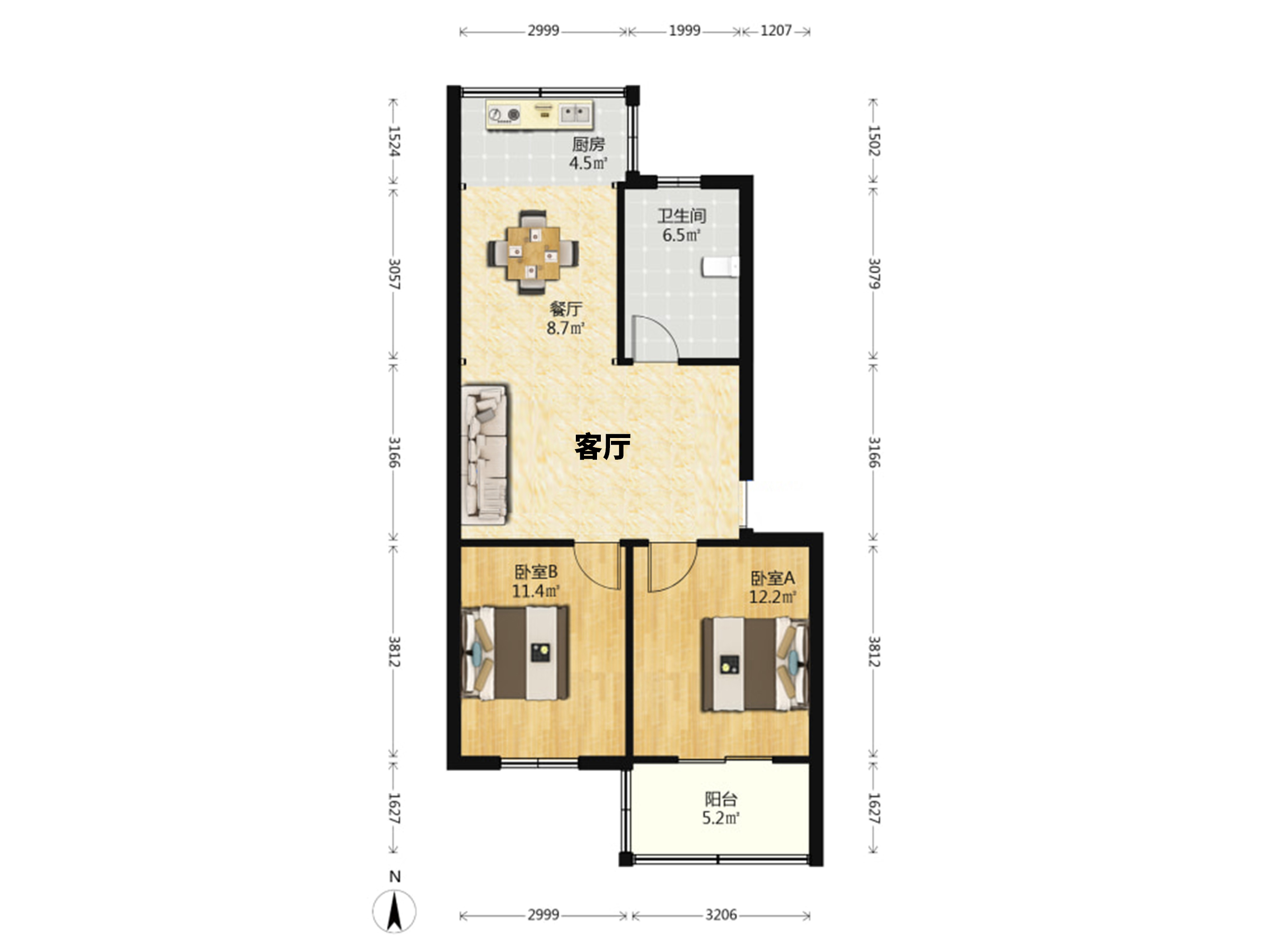 宝隆花园 2室1厅1卫 75m&sup2;
