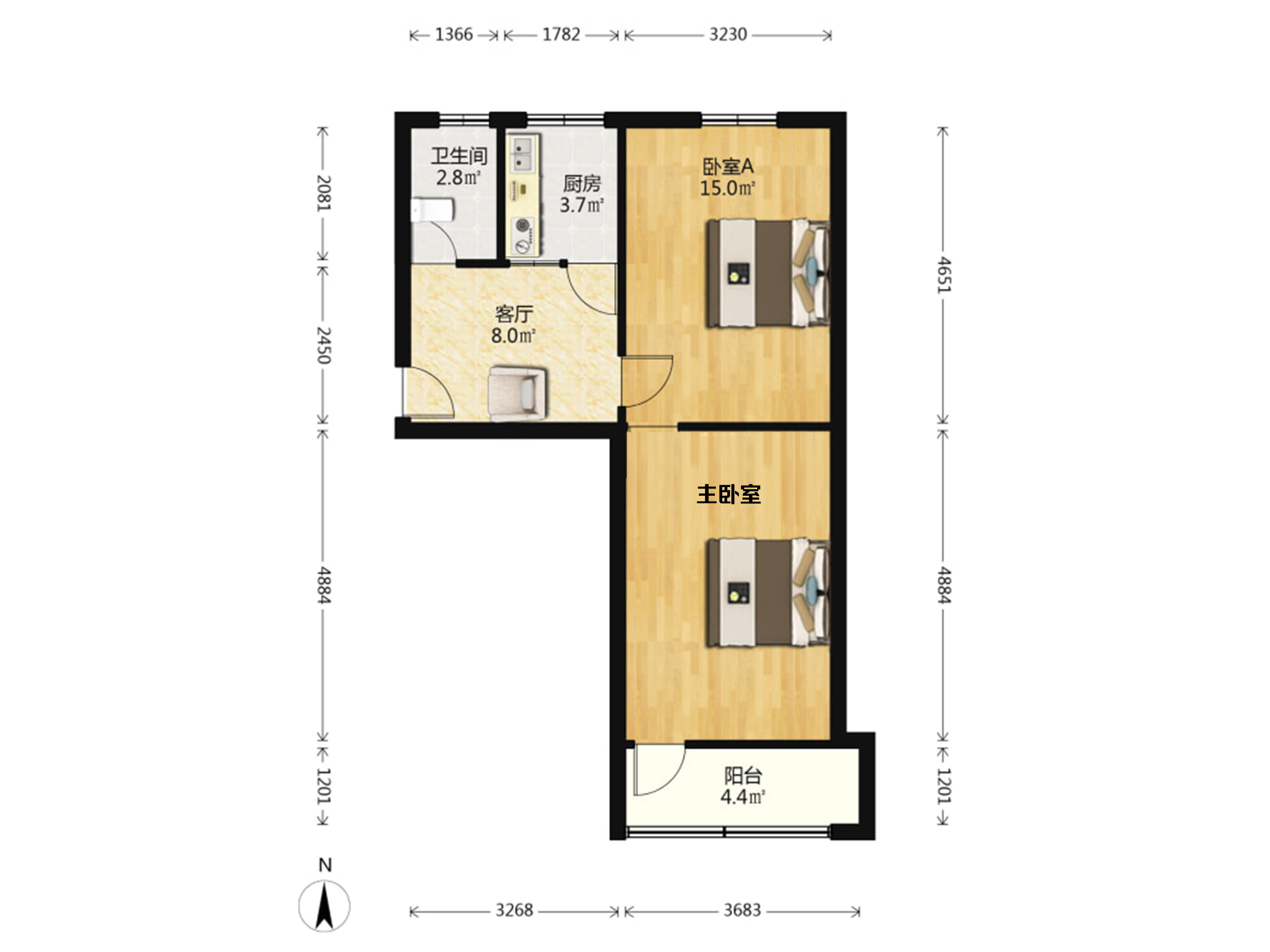 北街新村 2室1厅1卫 60.34m&sup2;