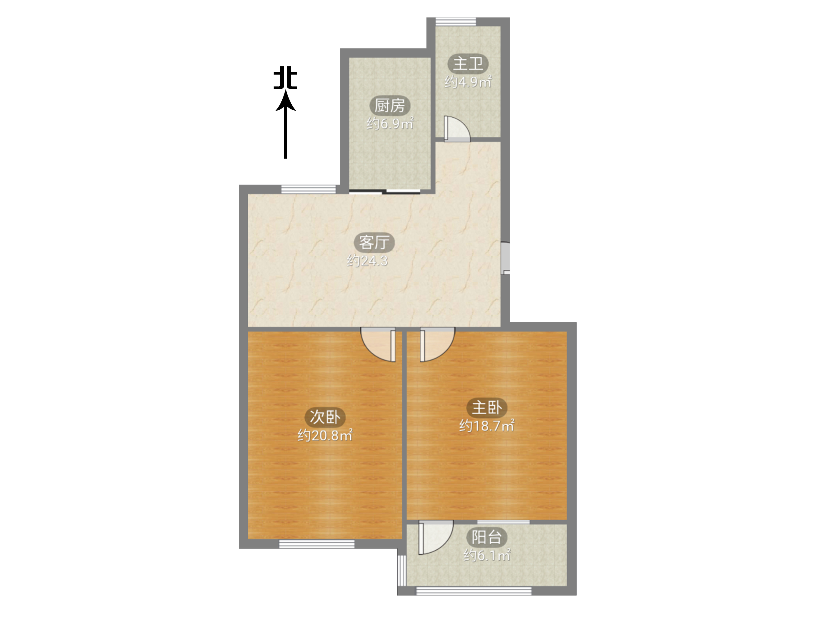 郭里园 2室1厅1卫 68m²