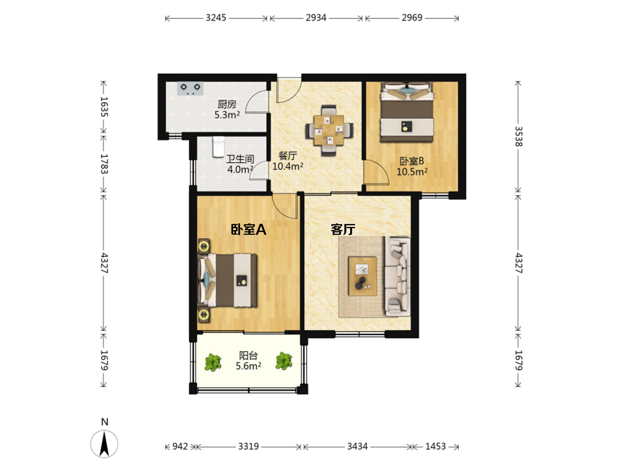 城北家园 2室2厅1卫 87m&sup2;