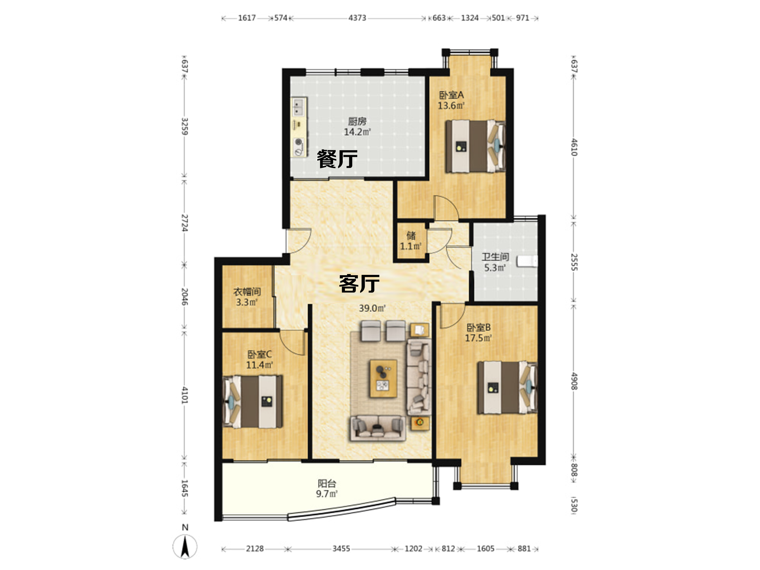 友谊家园 3室2厅1卫 131.44m&sup2;