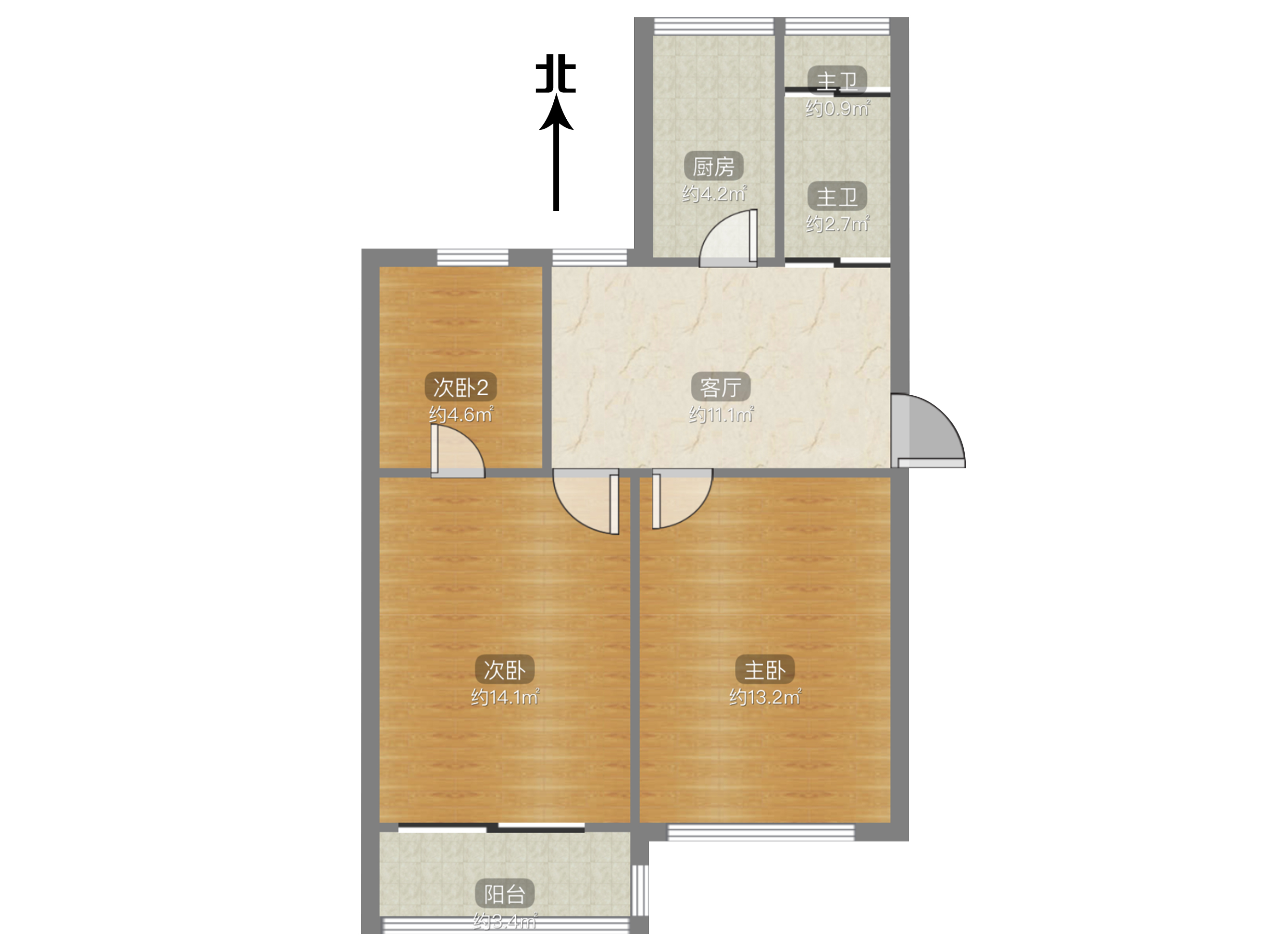 郭里园 3室1厅1卫 71.00m²