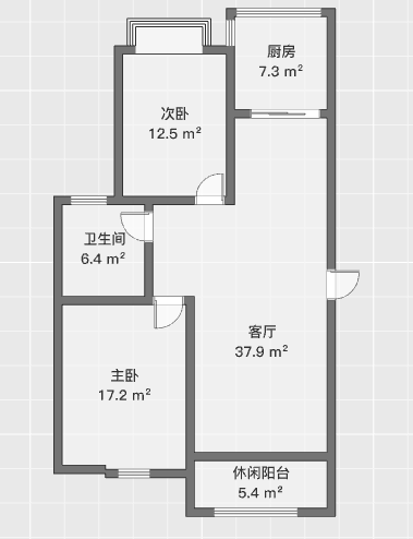 中天福邸 2室2厅1卫 110m&sup2;