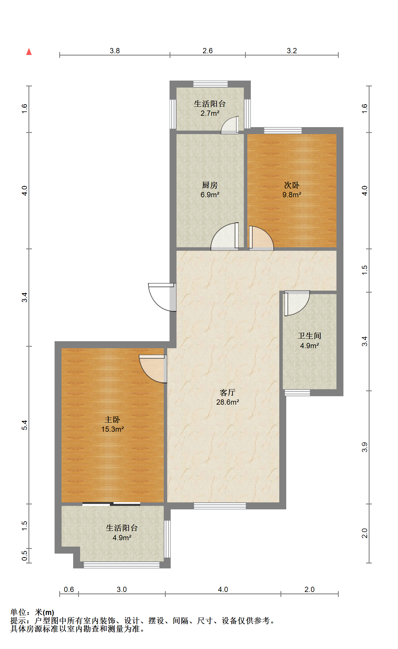 天一裕景苑 2室1厅1卫 109.00m&sup2;