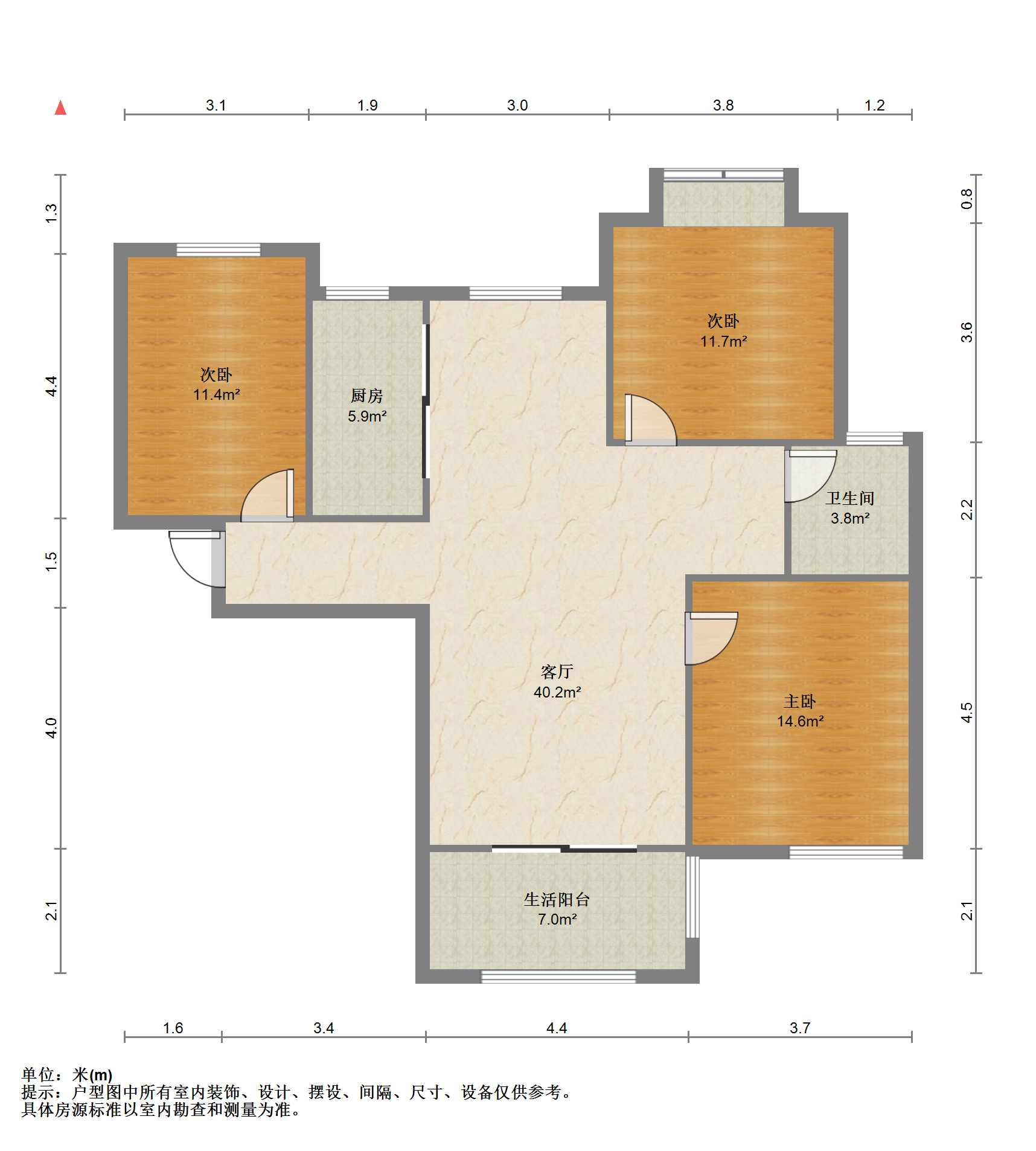 帝奥世伦名郡 3室2厅1卫 125.00m&sup2;