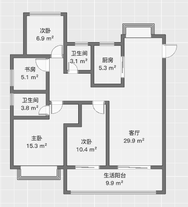 时光漫城 4室2厅2卫 125.00m&sup2;