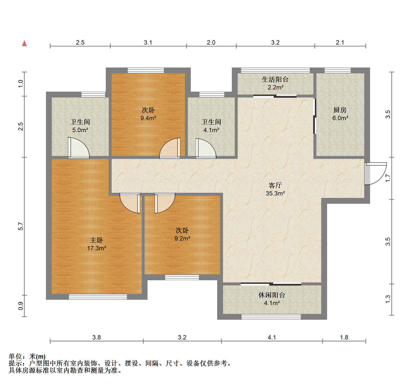 南通橡树湾 3室2厅2卫 140.76m&sup2;