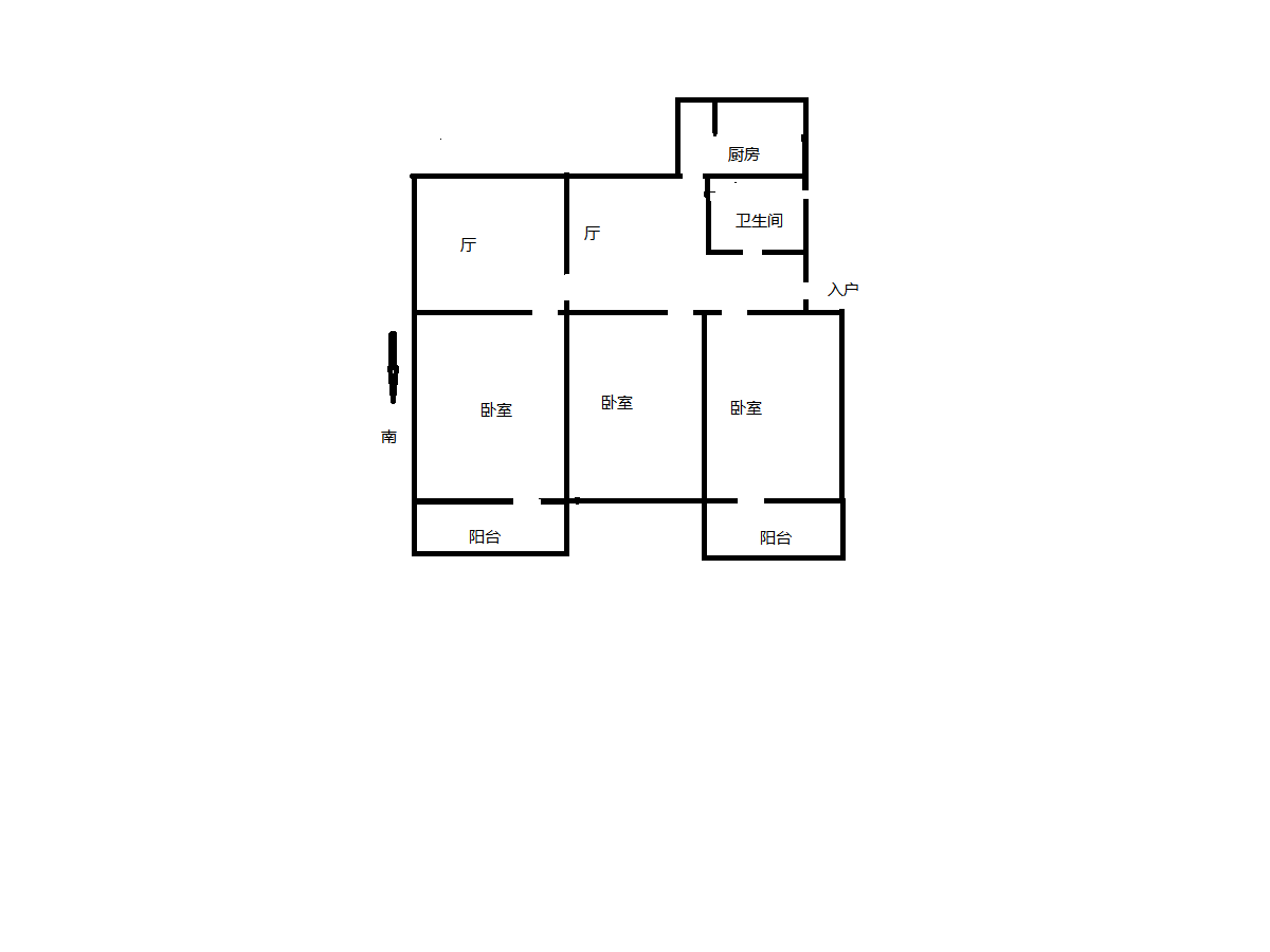 起凤桥西巷16号院 3室2厅1卫 96.93m&sup2;