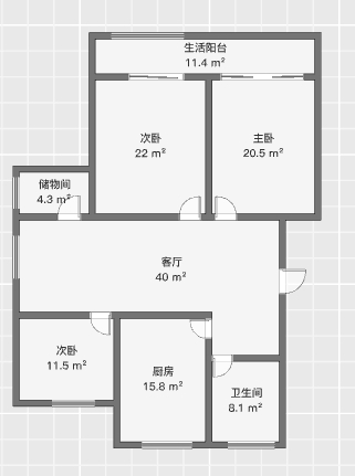 湾子头新寓 3室1厅1卫 107m²