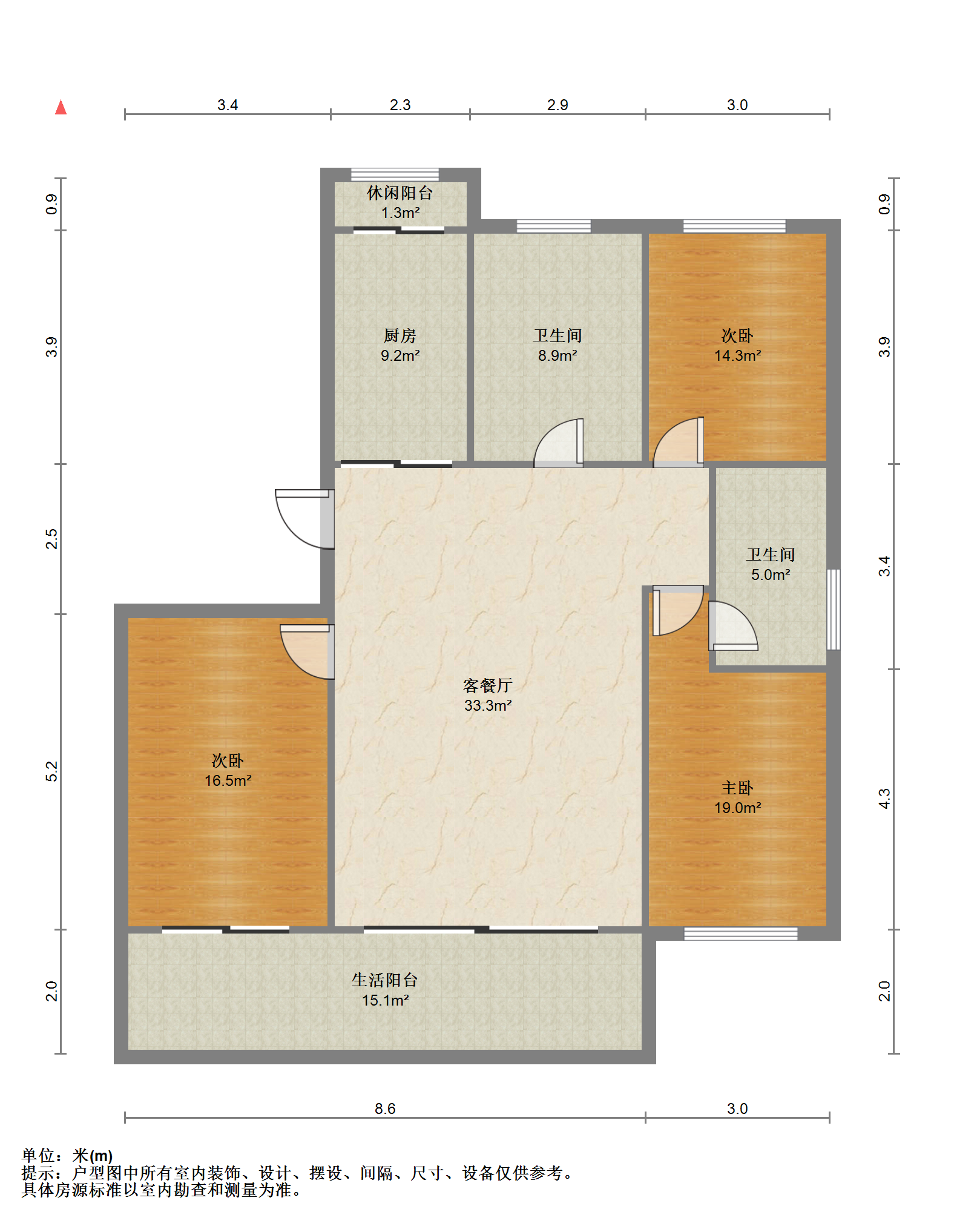 天一裕景苑 3室2厅2卫 145.6m²
