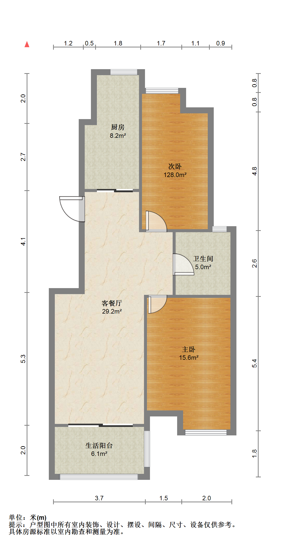 苏建阳光新城 2室2厅1卫 91m&sup2;