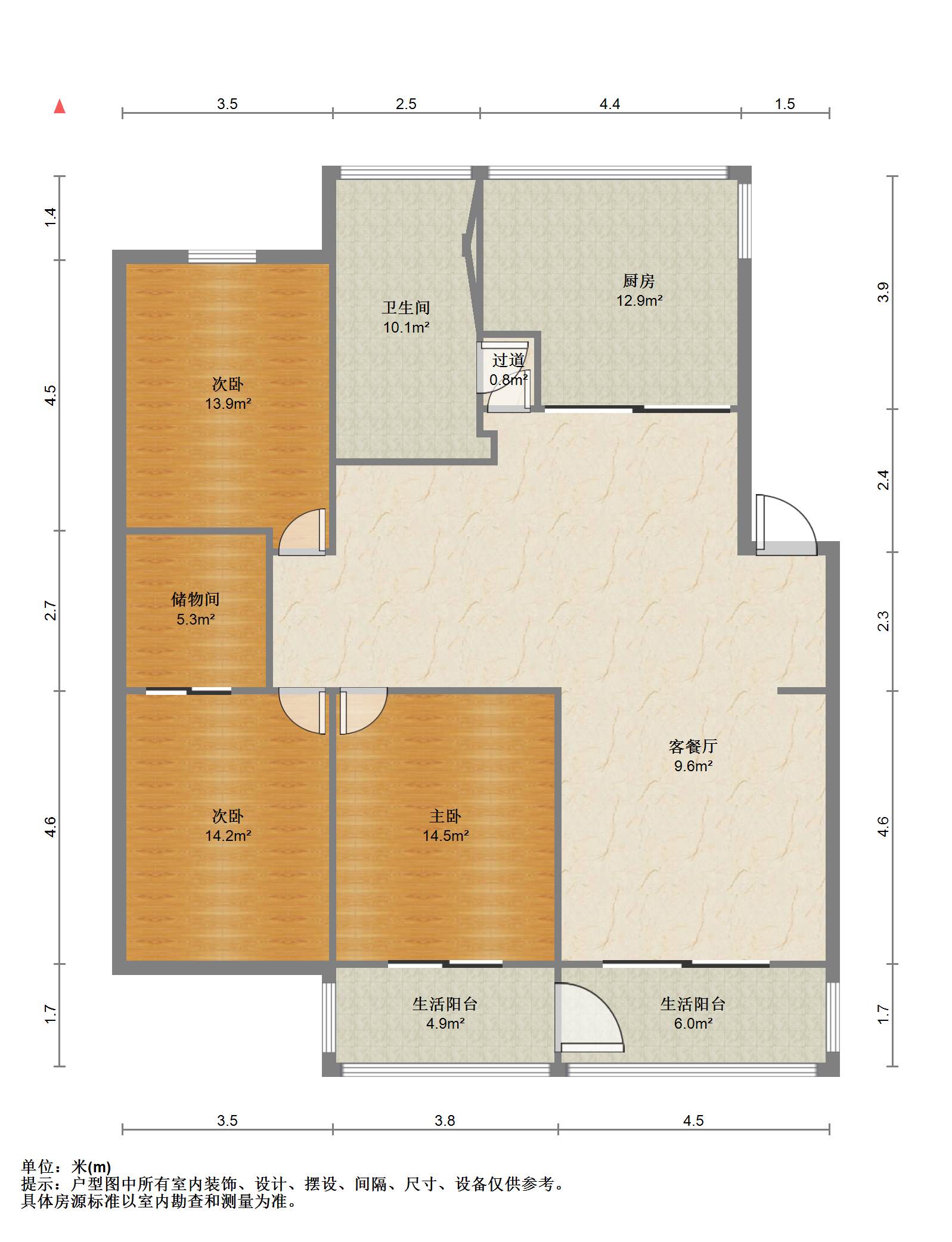 森大蒂花苑南区 3室2厅1卫 153.00m&sup2;