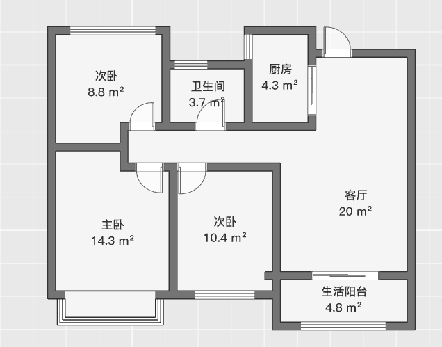 中南熙悦(南通经济技术开发区) 3室2厅1卫 90m&sup2;