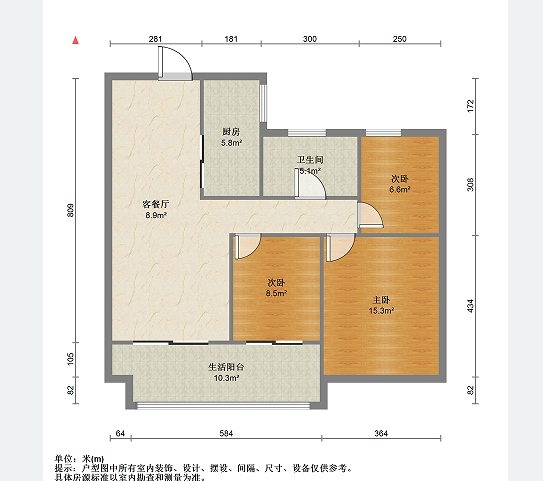 皇家花园北区 3室2厅1卫 97.00m&sup2;