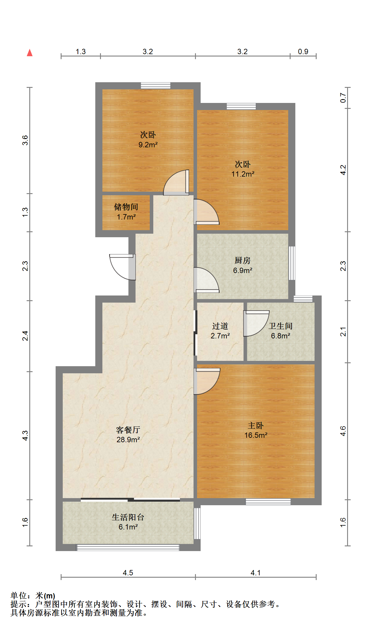 万濠世家 3室1厅1卫 110m&sup2;