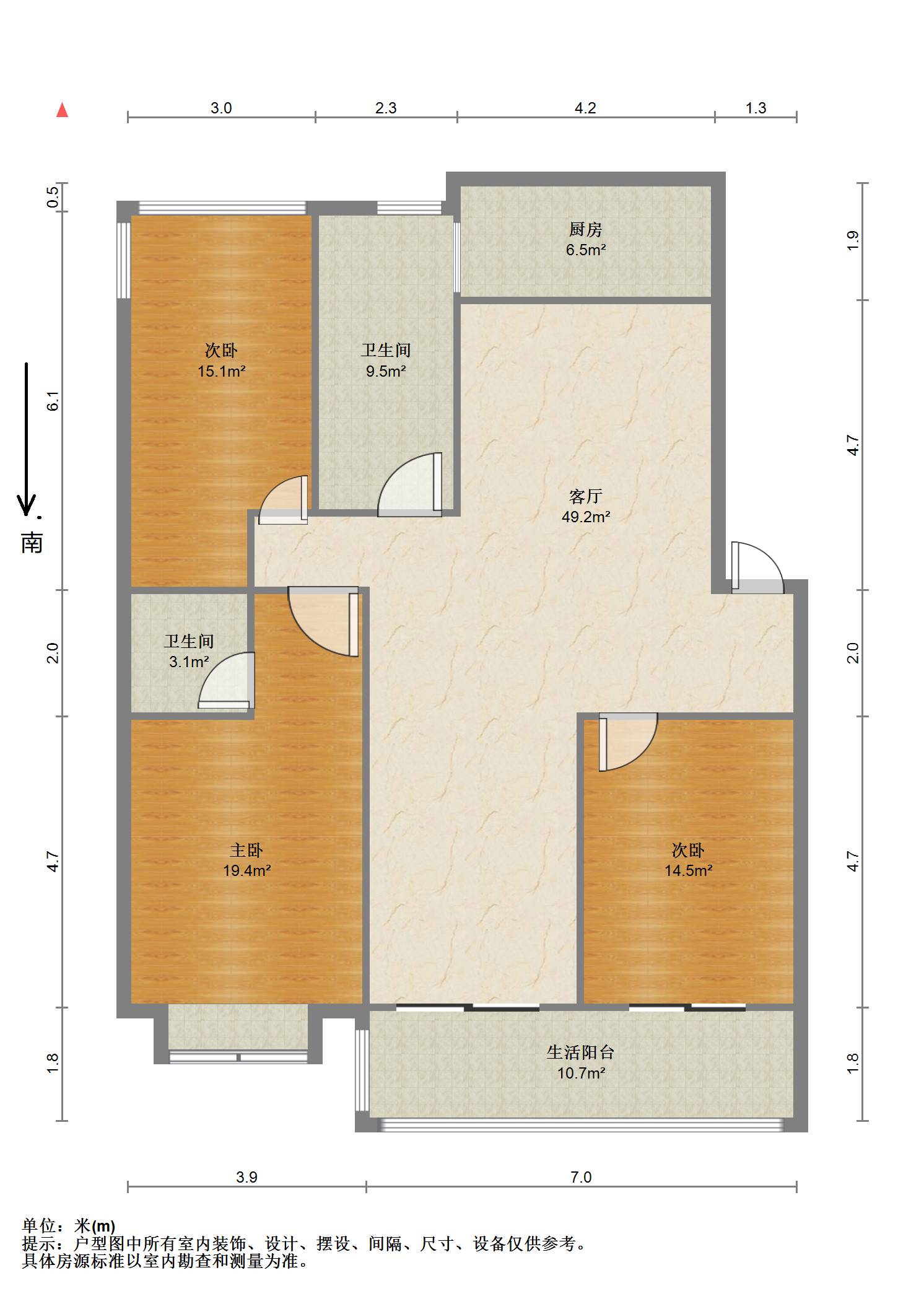 外滩小区 3室2厅1卫 128m&sup2;