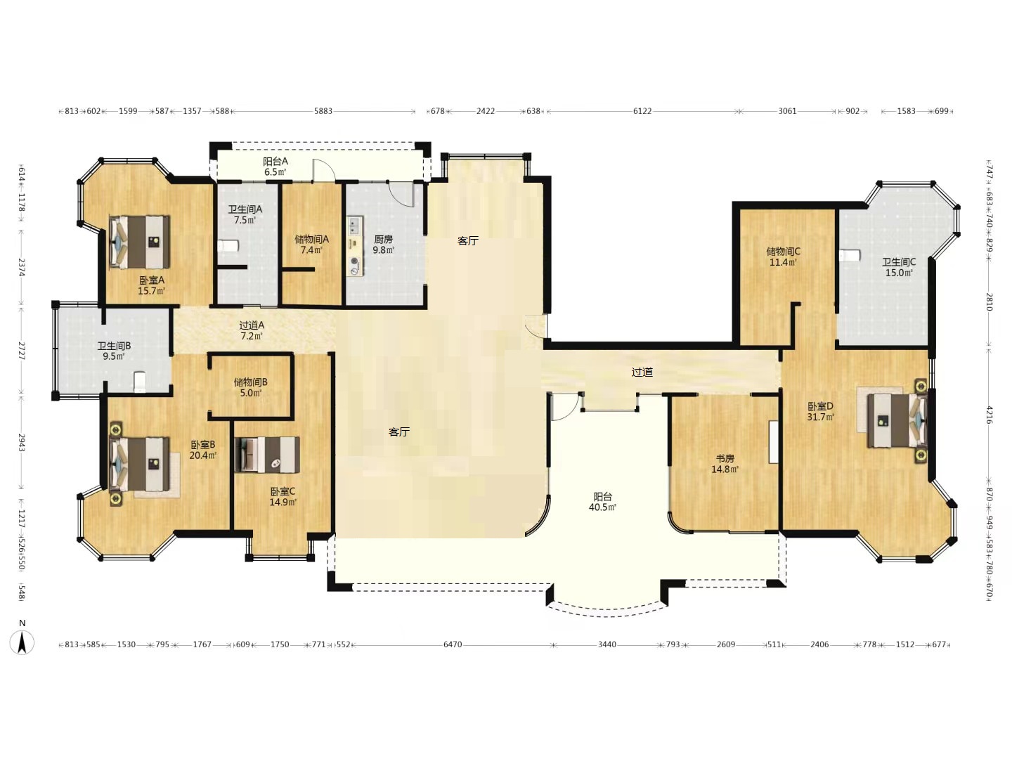 优山美地花园南区 5室2厅3卫 326.50m&sup2;