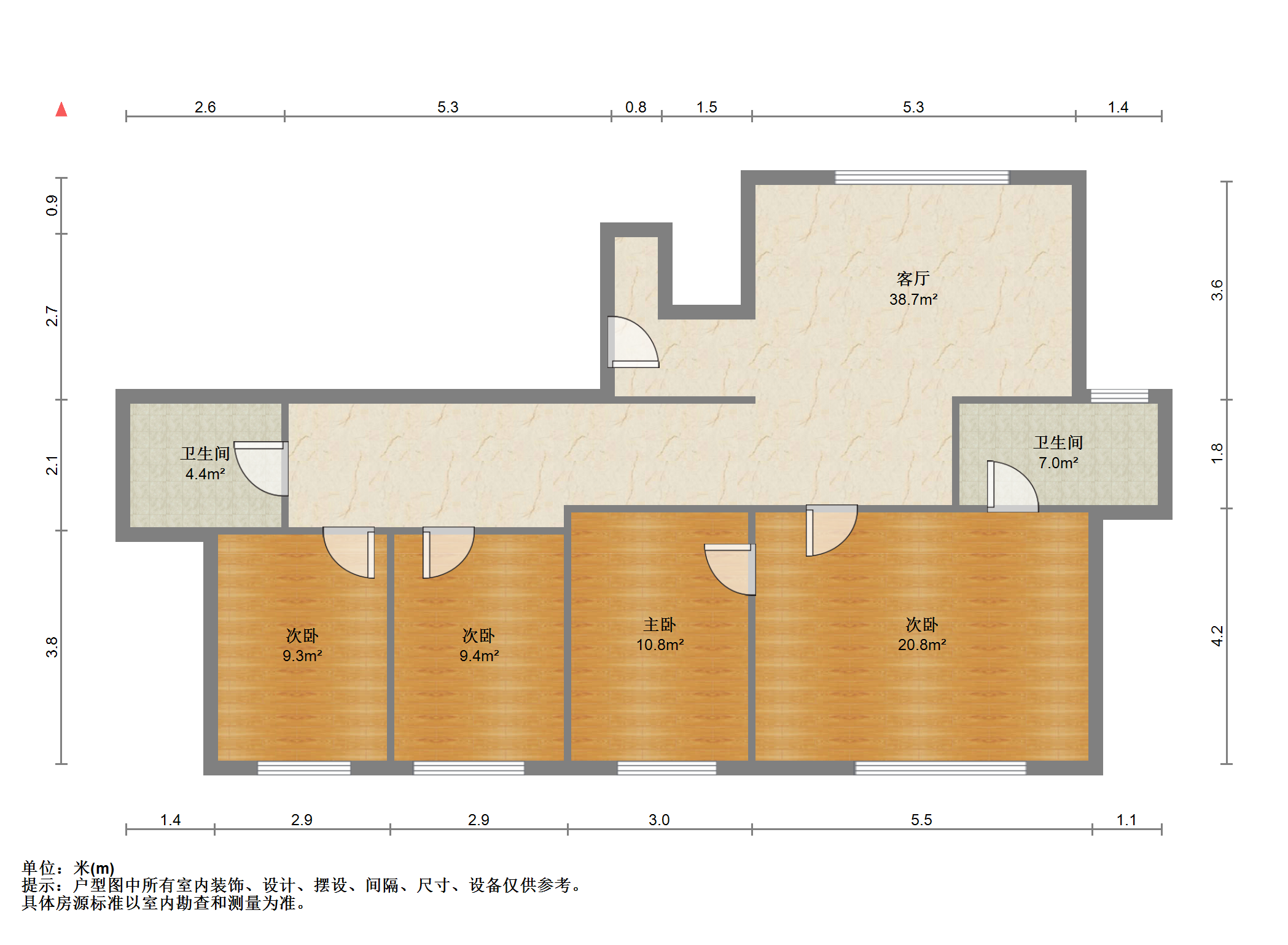 锦峰大厦 4室2厅3卫 147.00m&sup2;
