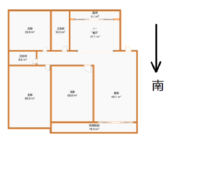 外滩小区 3室1厅2卫 132m&sup2;