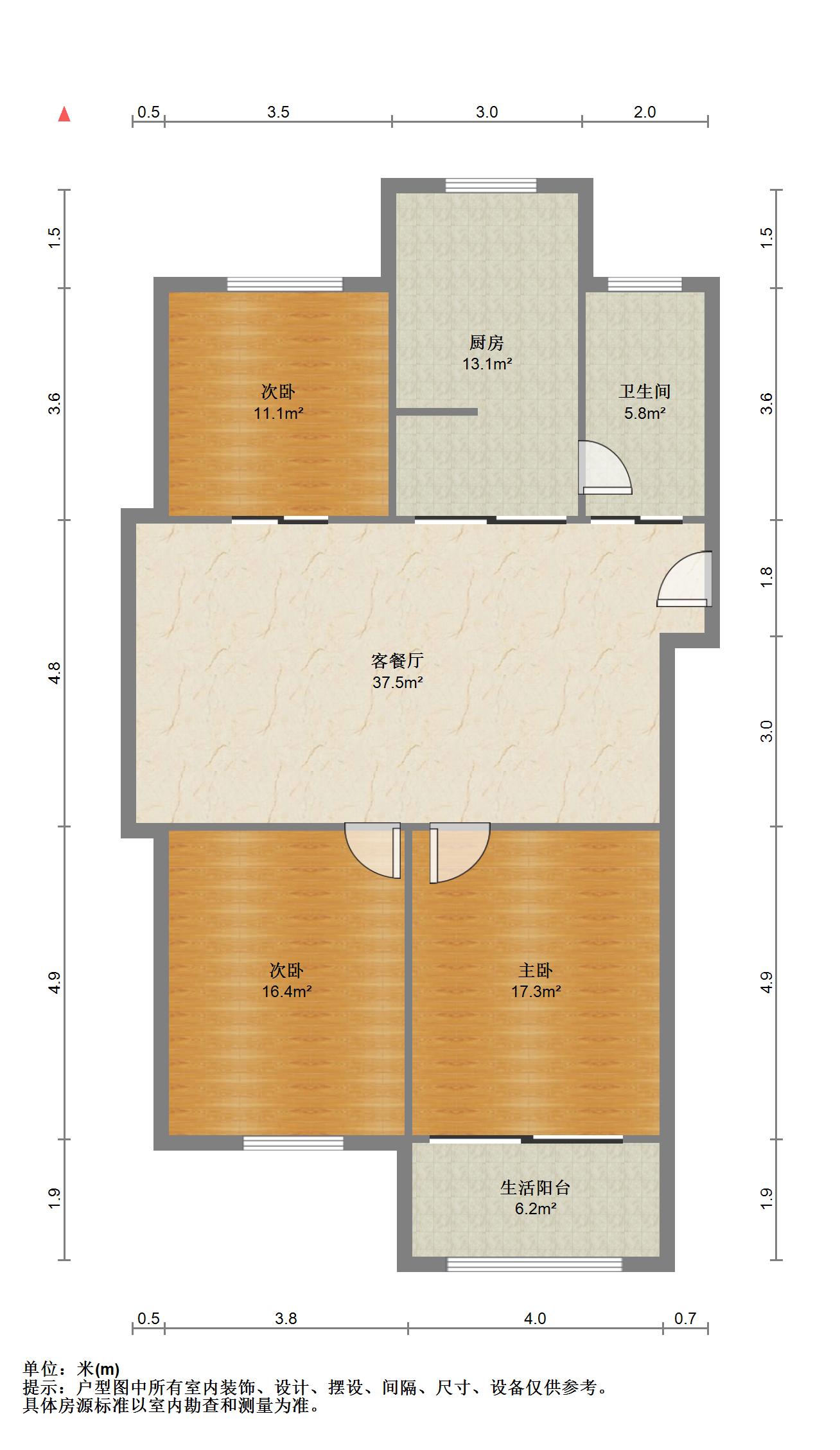 星月花园 3室1厅1卫 94.74m&sup2;