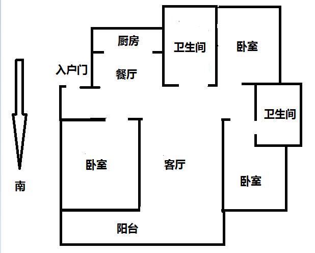 瑞丰花园南区 3室2厅1卫 135m&sup2;