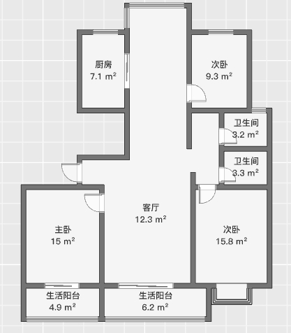 中天福邸 3室2厅2卫 133.23m&sup2;