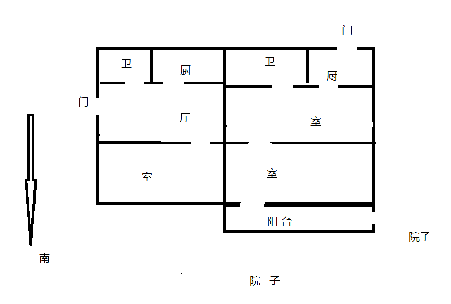 新建路新村(新建花苑) 2室2厅1卫 79m&sup2;