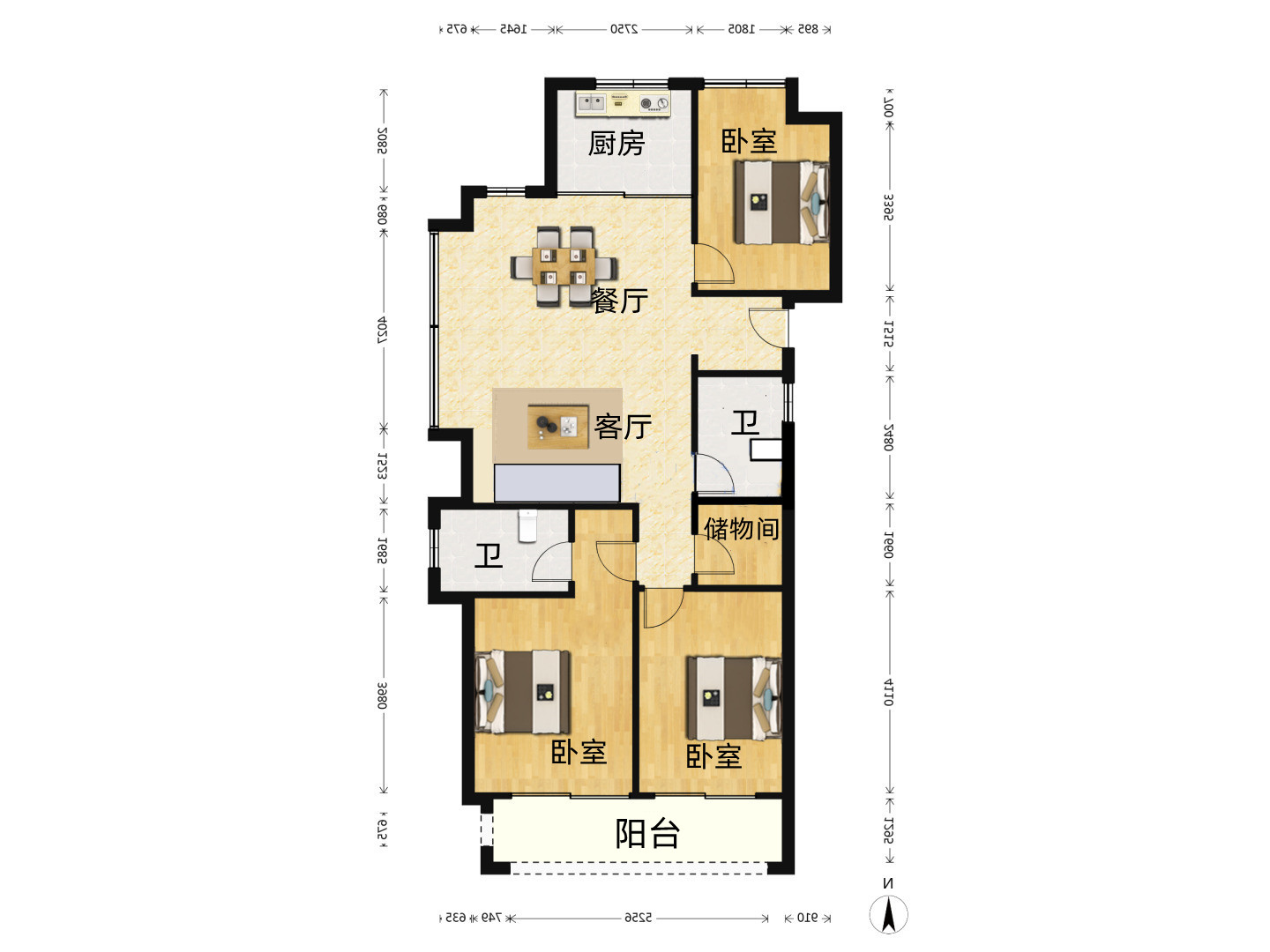 绿城&middot;诚园 3室2厅2卫 118m&sup2;