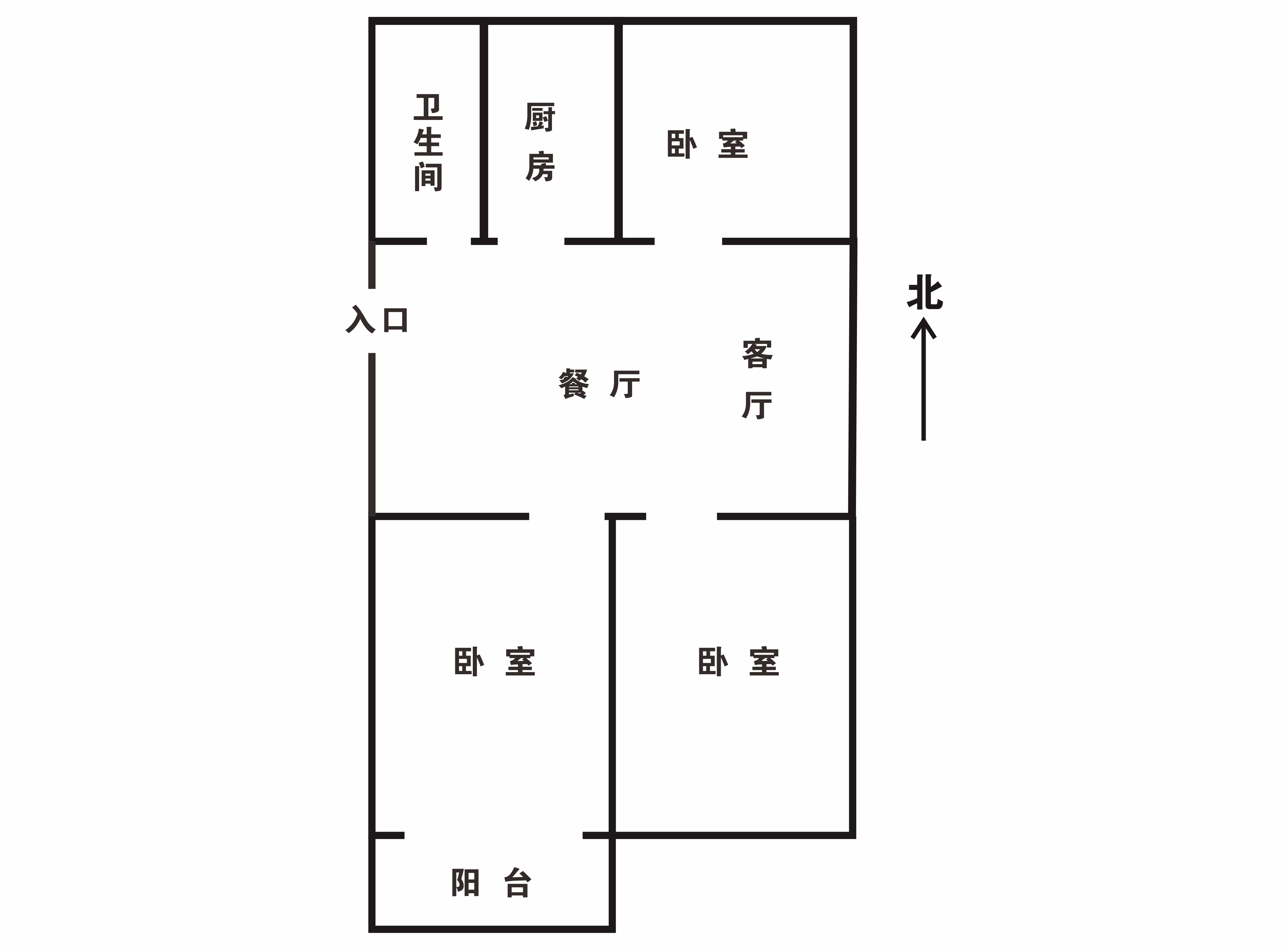 北郭东村北区 3室1厅1卫 87.24m&sup2;