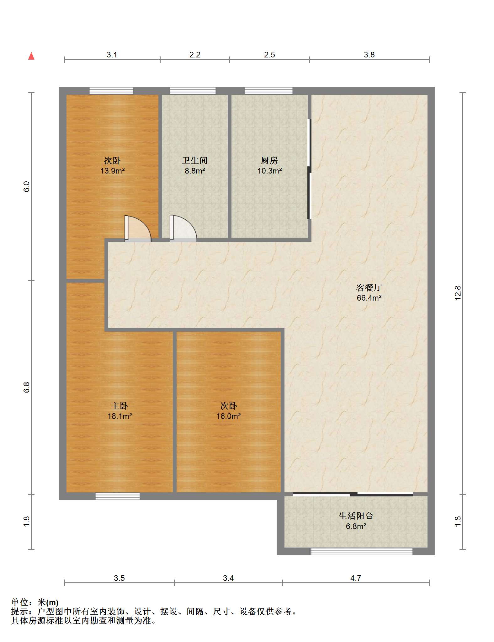 景瑞御府 3室1厅1卫 93m&sup2;