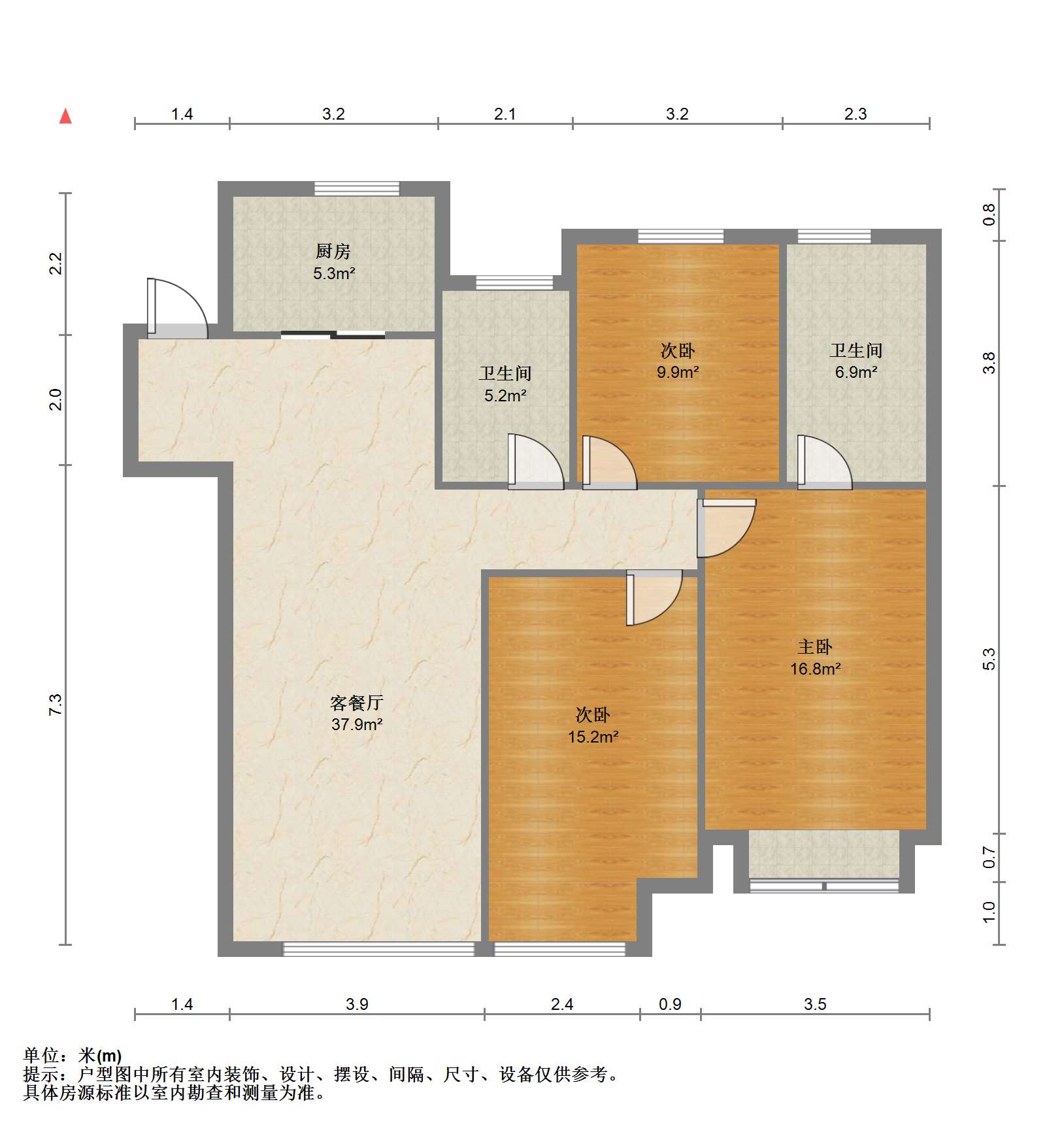 新城香溢紫郡 3室2厅2卫 116.57m&sup2;