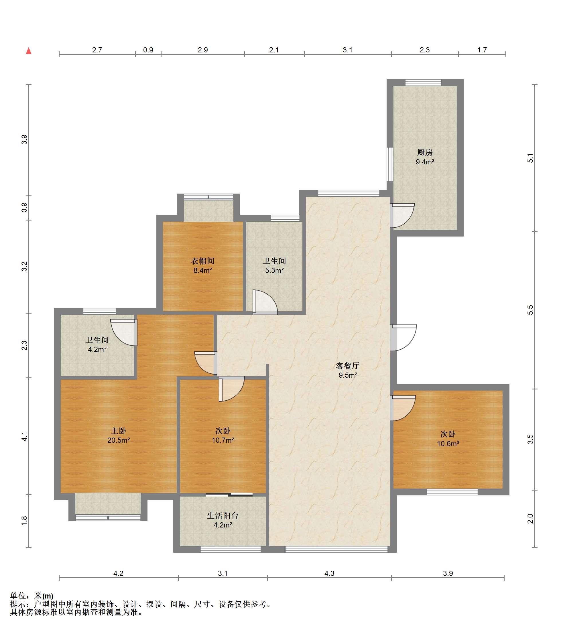 万达华府 3室2厅2卫 144.00m²