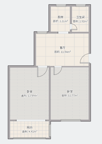 板桥东村 2室1厅1卫 64.72m&sup2;