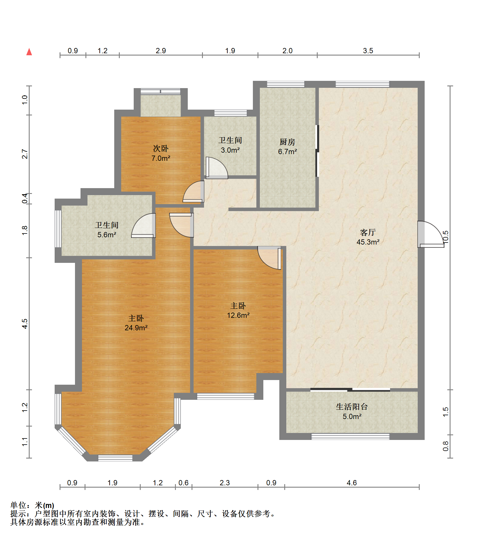 中南世纪花城三期 3室2厅2卫 130.00m&sup2;