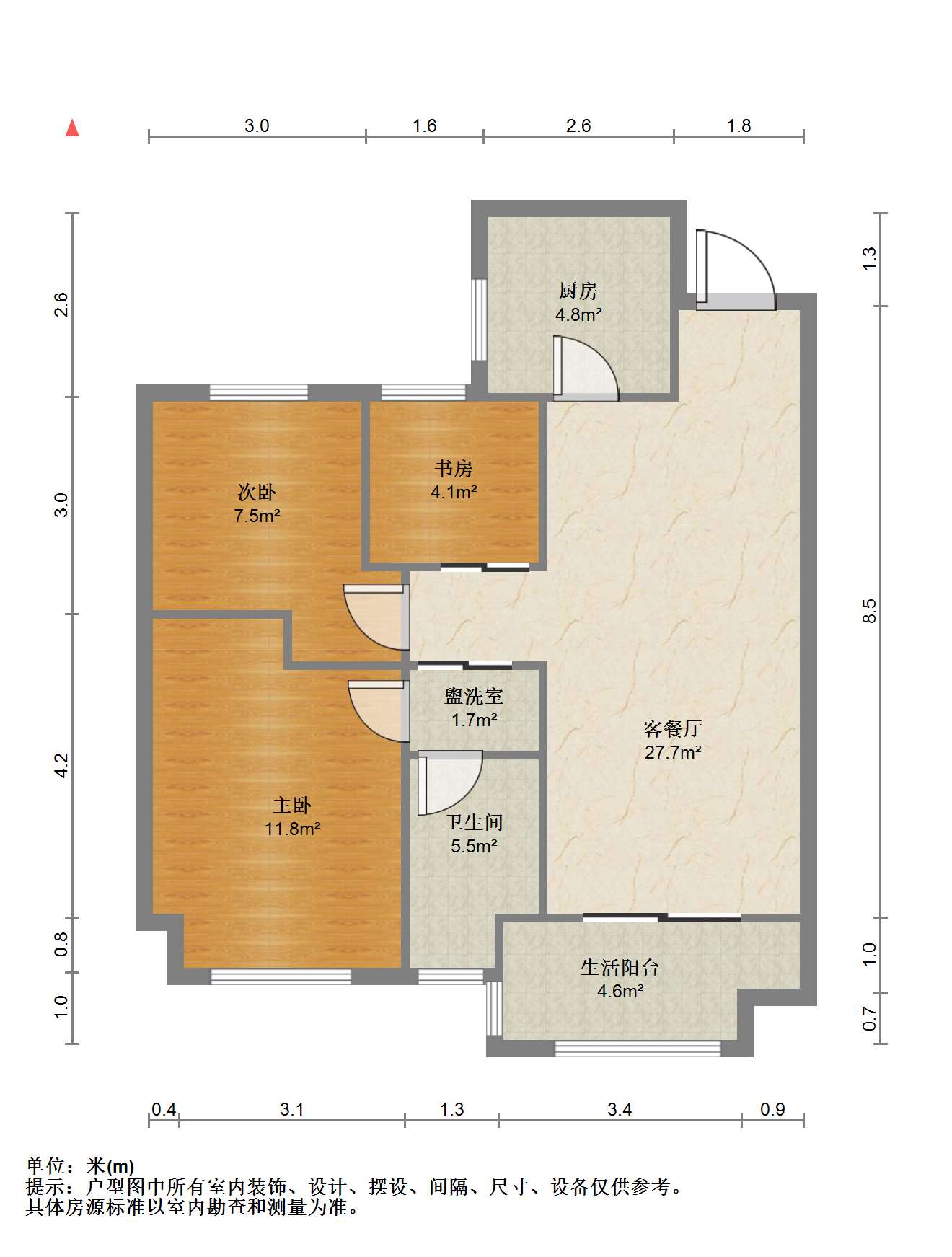 东时区 3室2厅1卫 83.00m²