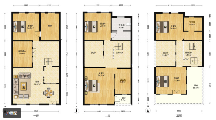 顺发御园 5室2厅3卫 260m&sup2;