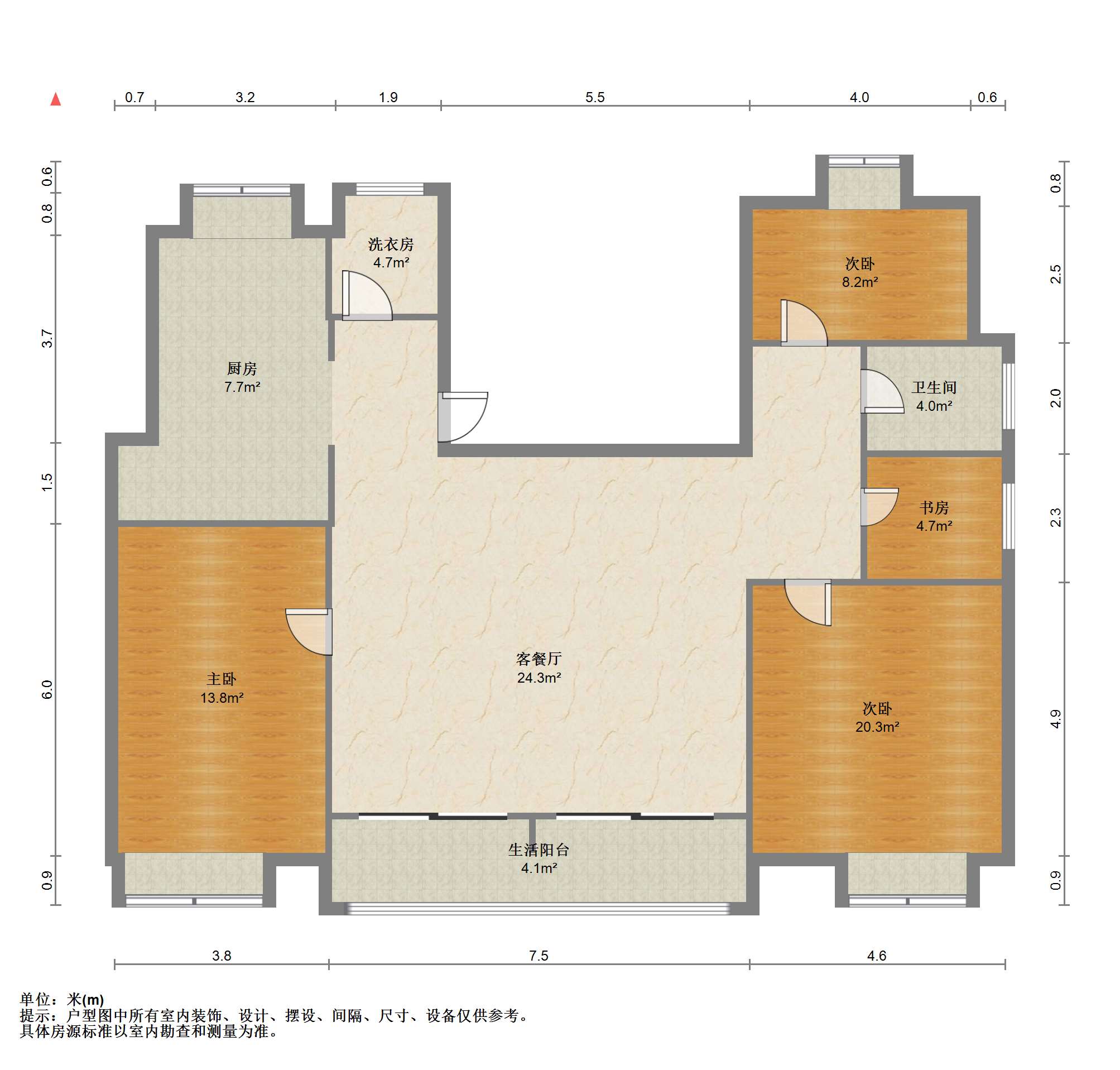 苏建阳光新城 3室2厅1卫 180m&sup2;