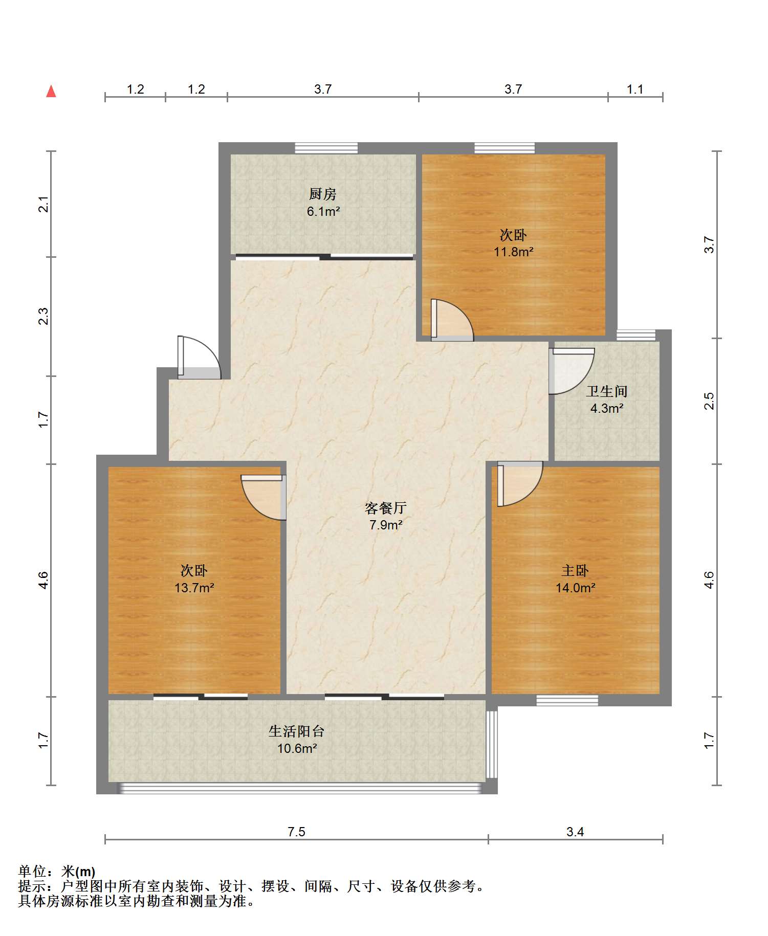 千禧园 3室2厅1卫 112.86m&sup2;