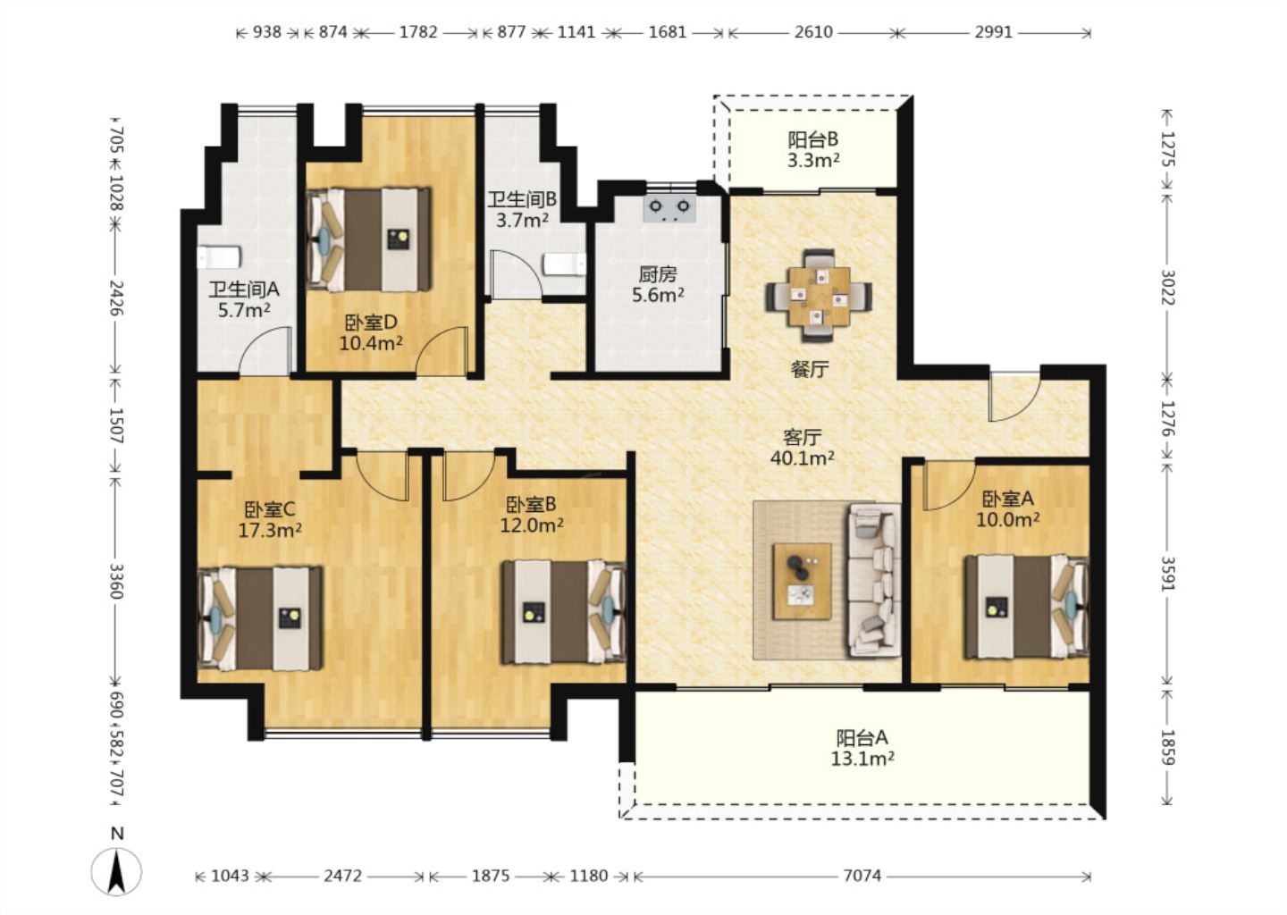 绿城桂语江南 4室2厅2卫 143m²