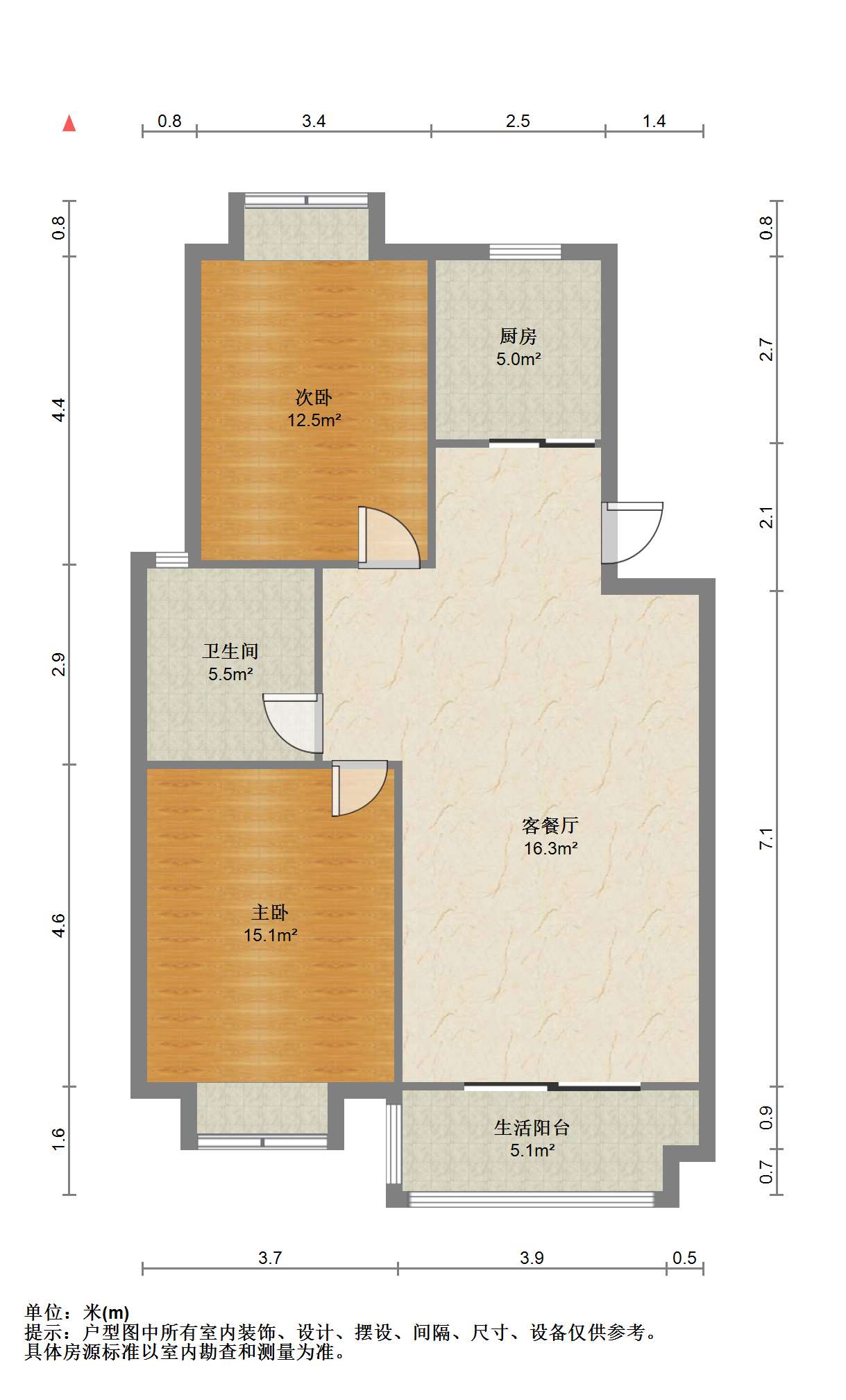 天晖苑 2室2厅1卫 92.00m&sup2;