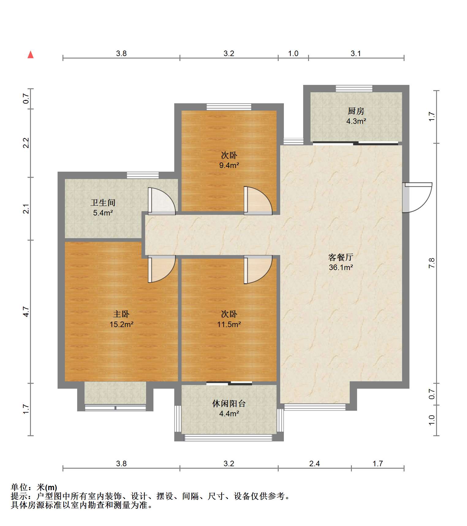 翰铂府北区 3室2厅1卫 109m&sup2;