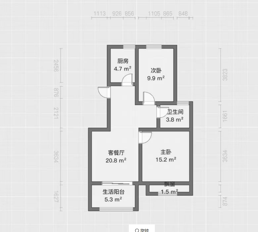 融创荣润&middot;玖樟台 2室2厅1卫 98m&sup2;