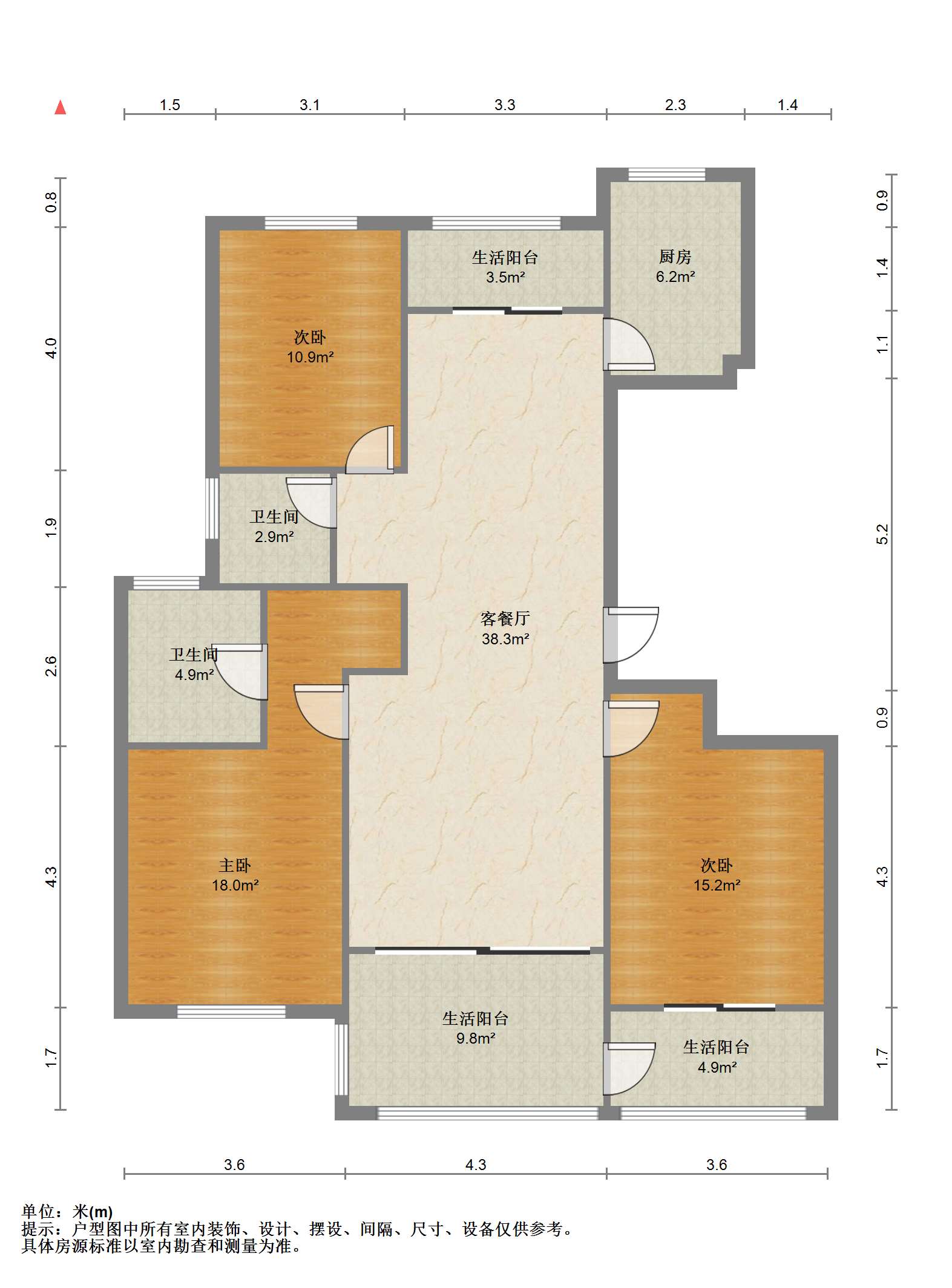 苏建名都城 3室2厅2卫 142m&sup2;
