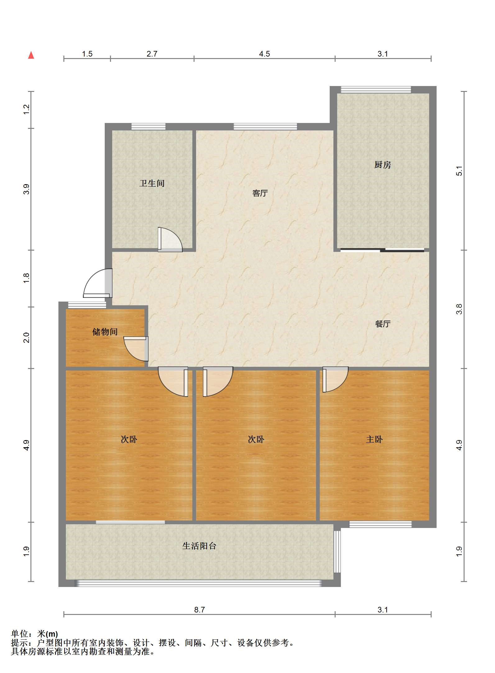 城山家园 3室2厅1卫 140m&sup2;
