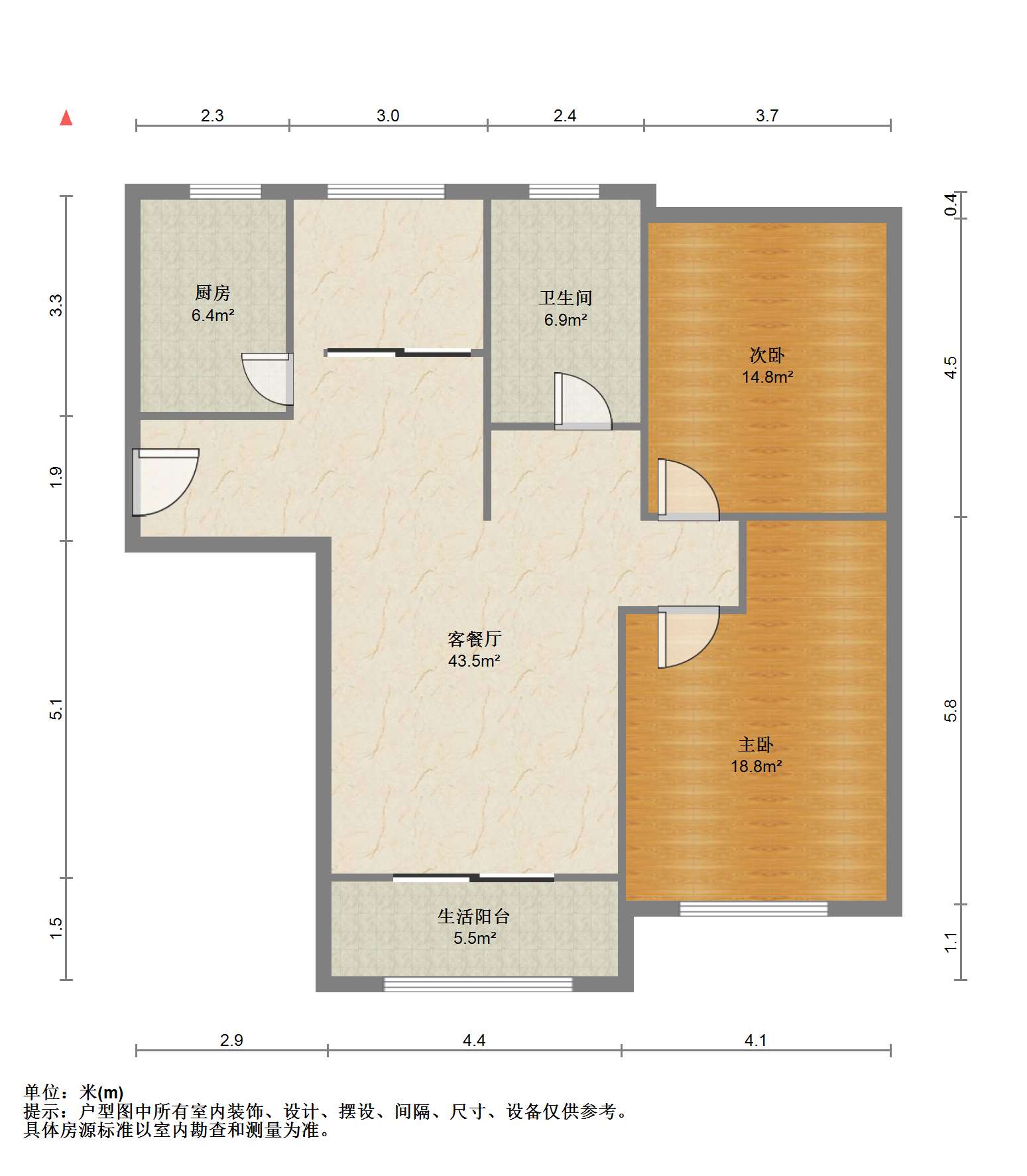 银洲&middot;皇家花园 2室2厅1卫 115.00m&sup2;