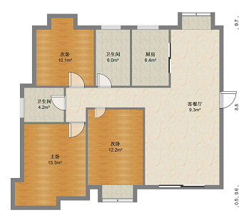 帝奥北城名郡 3室2厅2卫 125.73m&sup2;