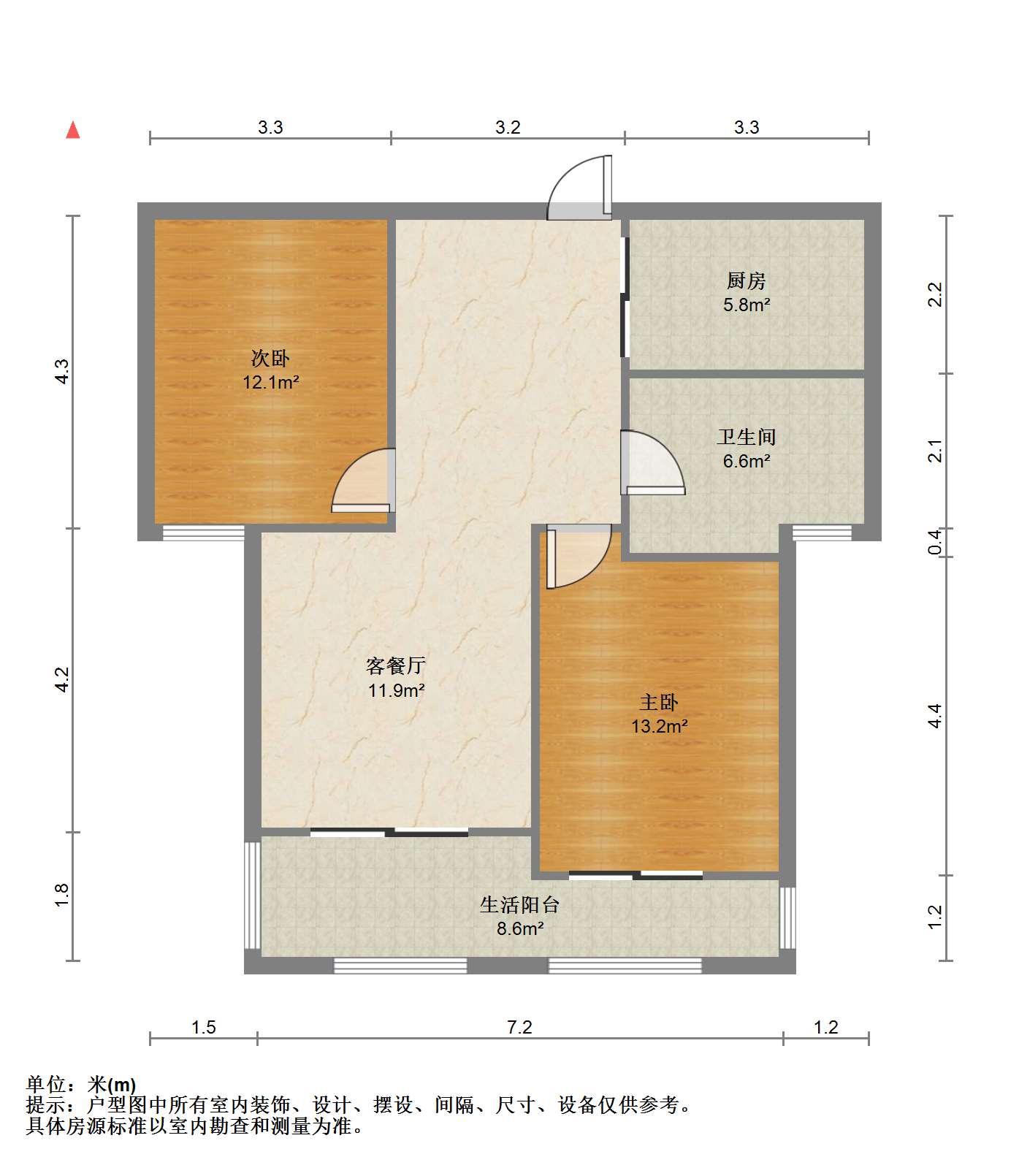 御景湾 2室1厅1卫 82m&sup2;