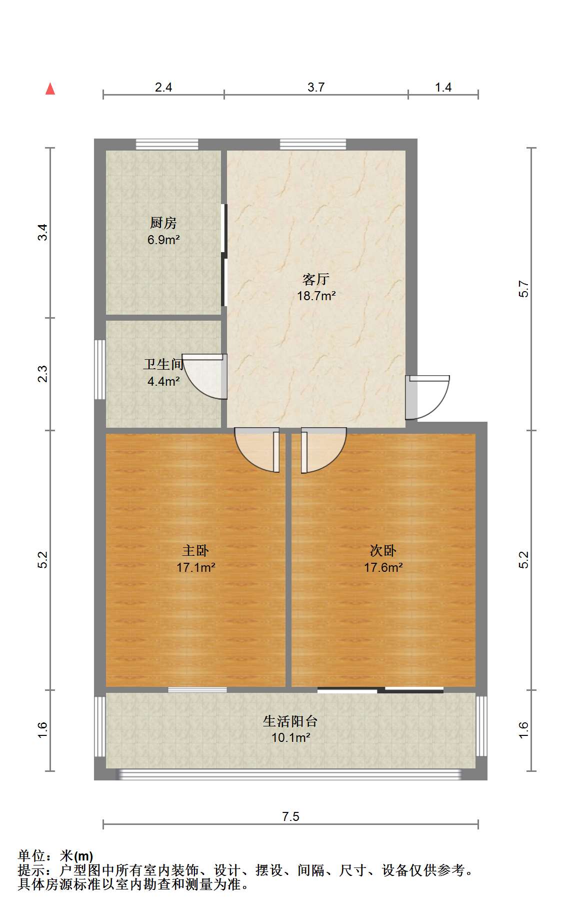 光明花苑(崇川区) 2室1厅1卫 89m&sup2;