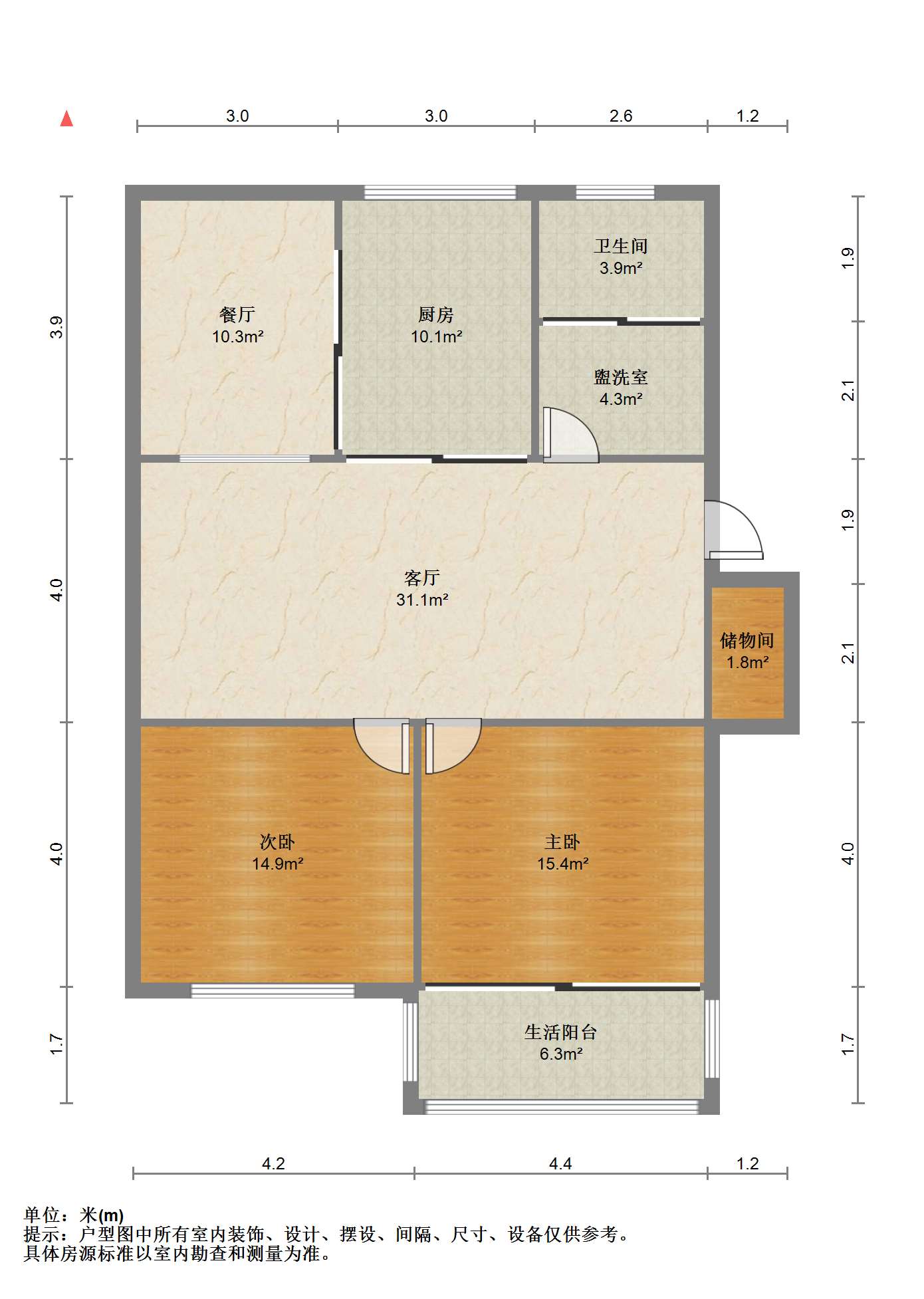 五山家园 3室1厅1卫 89.07m&sup2;