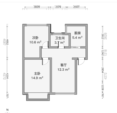 美佳盛庭 2室1厅1卫 68.00m&sup2;